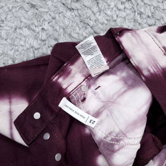 PacSun Eco Raspberry Tie Dye High Waisted Straight Leg Jeans Size 23 Purple Crop - Picture 5 of 10